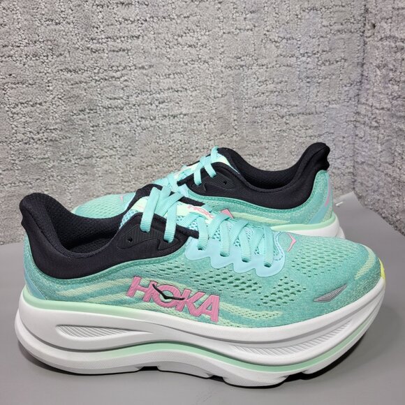 Hoka One One Bondi 9 Womens Size US 7.5B Blue Spark/Mint Fluorite Running Shoes - Picture 7 of 12